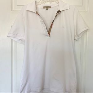 BURBERRY White Polo Top Size M